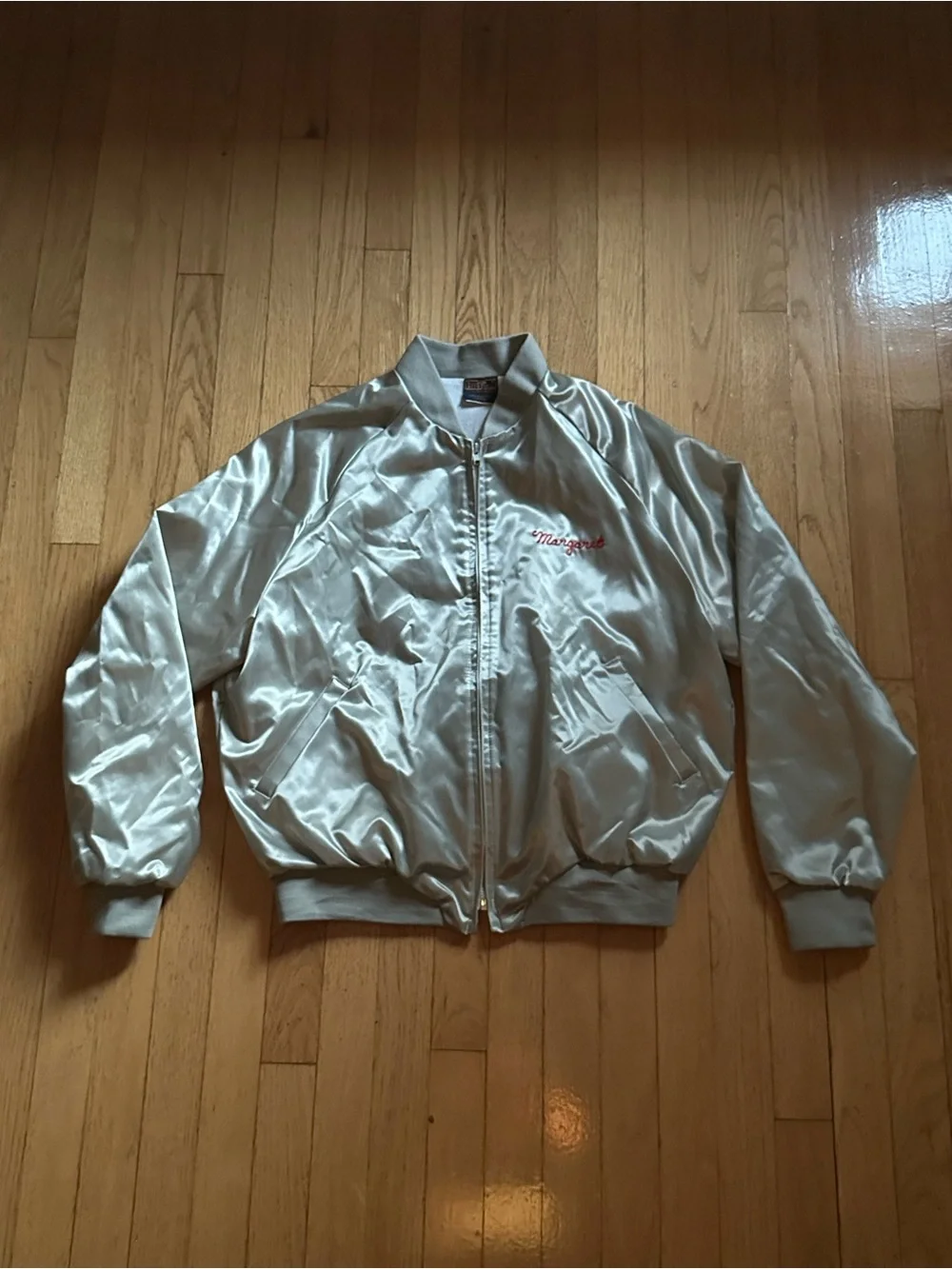 Vintage Silver Blades Satin Jacket Silver Embroidered Bowling Team Jacket USA